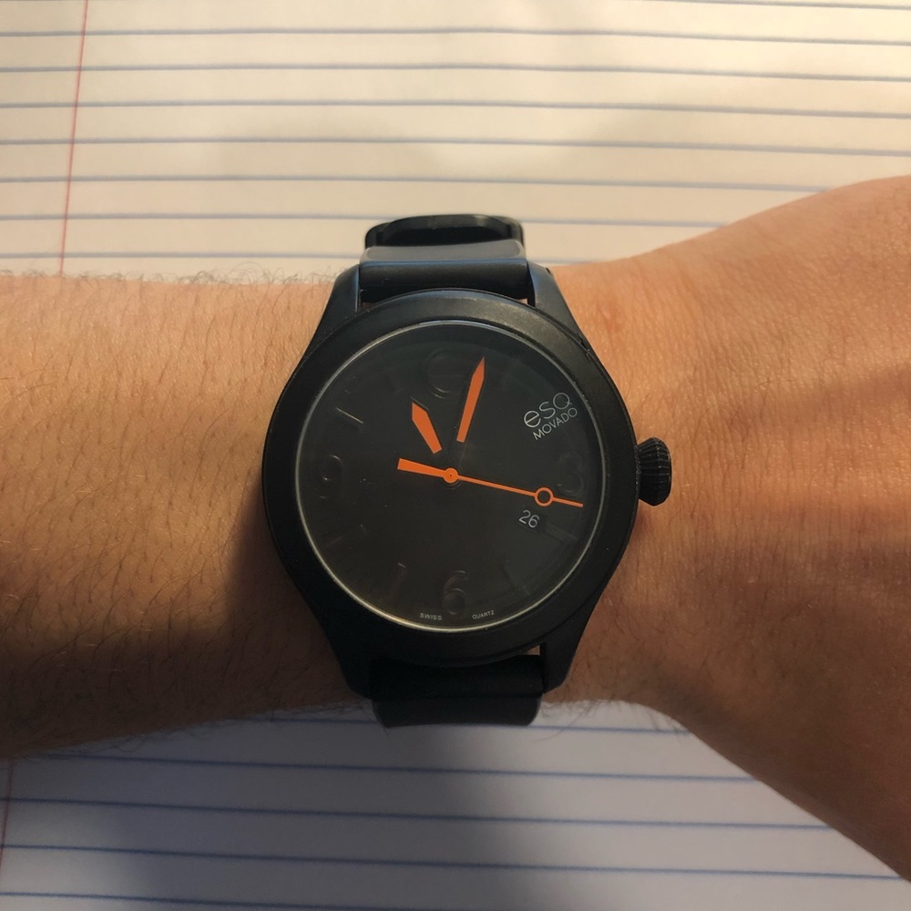 ESQ Movado Watch Black Silicone